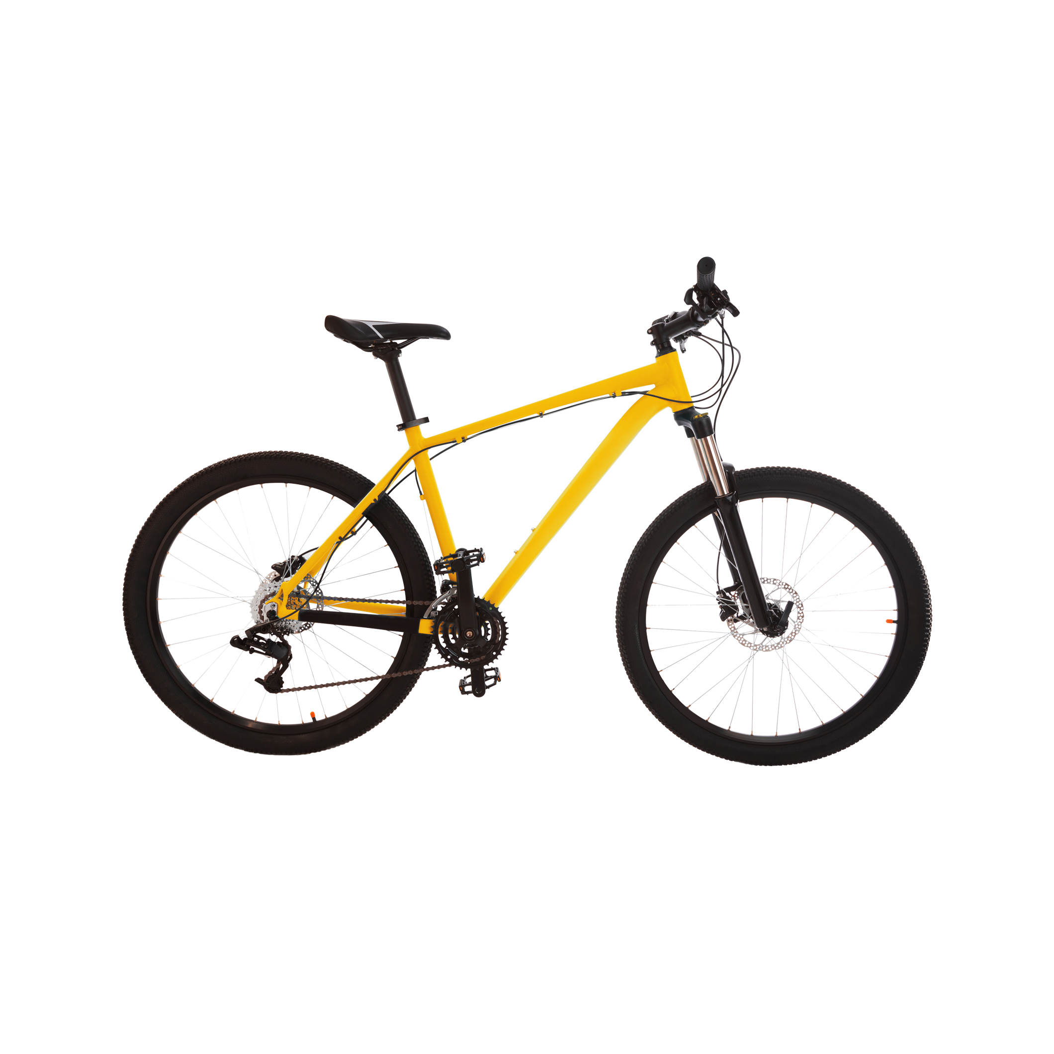 Foto van een gele mountainbike